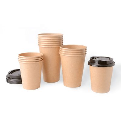 Las tazas de papel disponibles biodegradables Kraft de 8 onzas empapelan las tazas de café de un sólo recinto