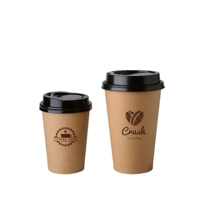 Las tazas de papel disponibles biodegradables Kraft de 8 onzas empapelan las tazas de café de un sólo recinto