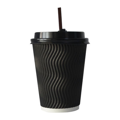 el artículo robusto del PLA 400ml acanaló las tazas de papel de la ondulación 12oz con las tapas