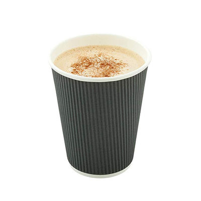 el artículo robusto del PLA 400ml acanaló las tazas de papel de la ondulación 12oz con las tapas