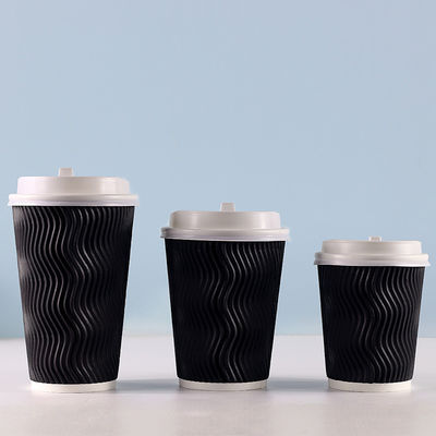 el artículo robusto del PLA 400ml acanaló las tazas de papel de la ondulación 12oz con las tapas