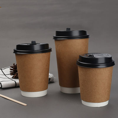 10oz 12oz PE cubrió las tazas de café disponibles de la taza doble del papel de empapelar con las tapas