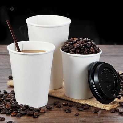 Tapas disponibles de Juice White Paper Cups With de las tazas de papel de la bebida fría de la soda de 12OZ 300gsm