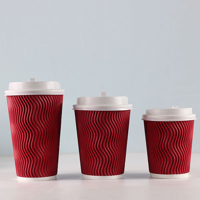 tazas frías disponibles de la bebida del papel de empapelar de la ondulación de Boba de la burbuja 280gsm con las tapas