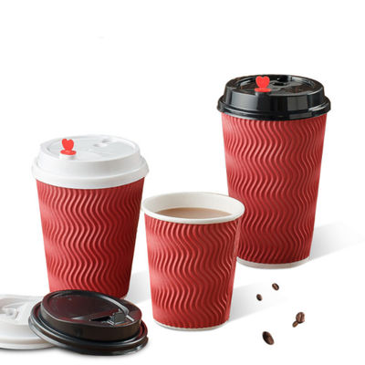 tazas frías disponibles de la bebida del papel de empapelar de la ondulación de Boba de la burbuja 280gsm con las tapas