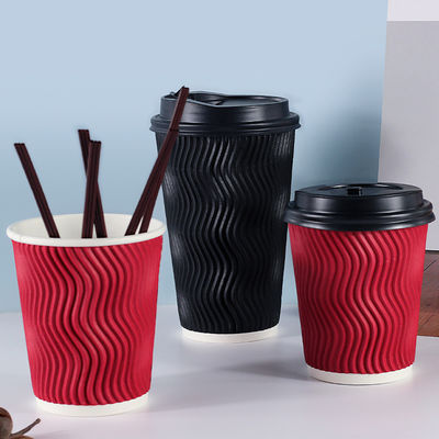 tazas frías disponibles de la bebida del papel de empapelar de la ondulación de Boba de la burbuja 280gsm con las tapas